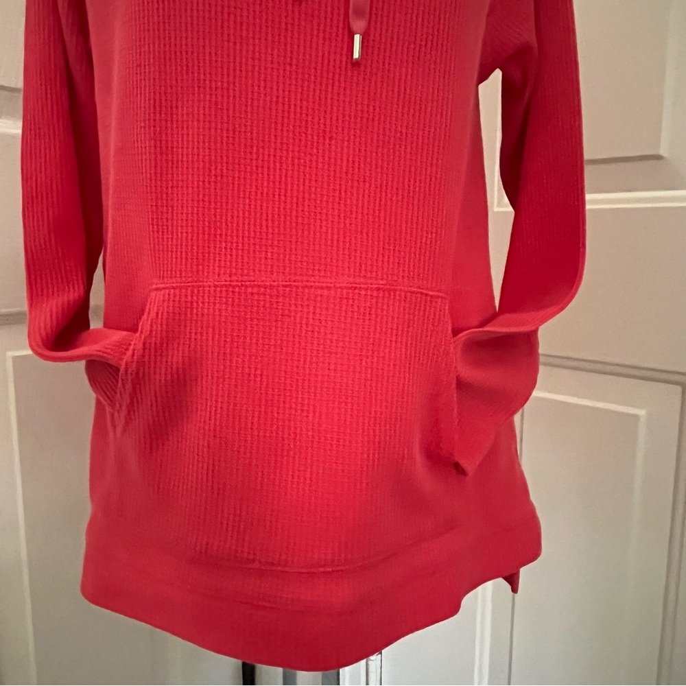 Chaps Sports Hoodie Women S/P Coral Cotton Waffle Knit Beach Active PreppyResort - Picture 7 of 9